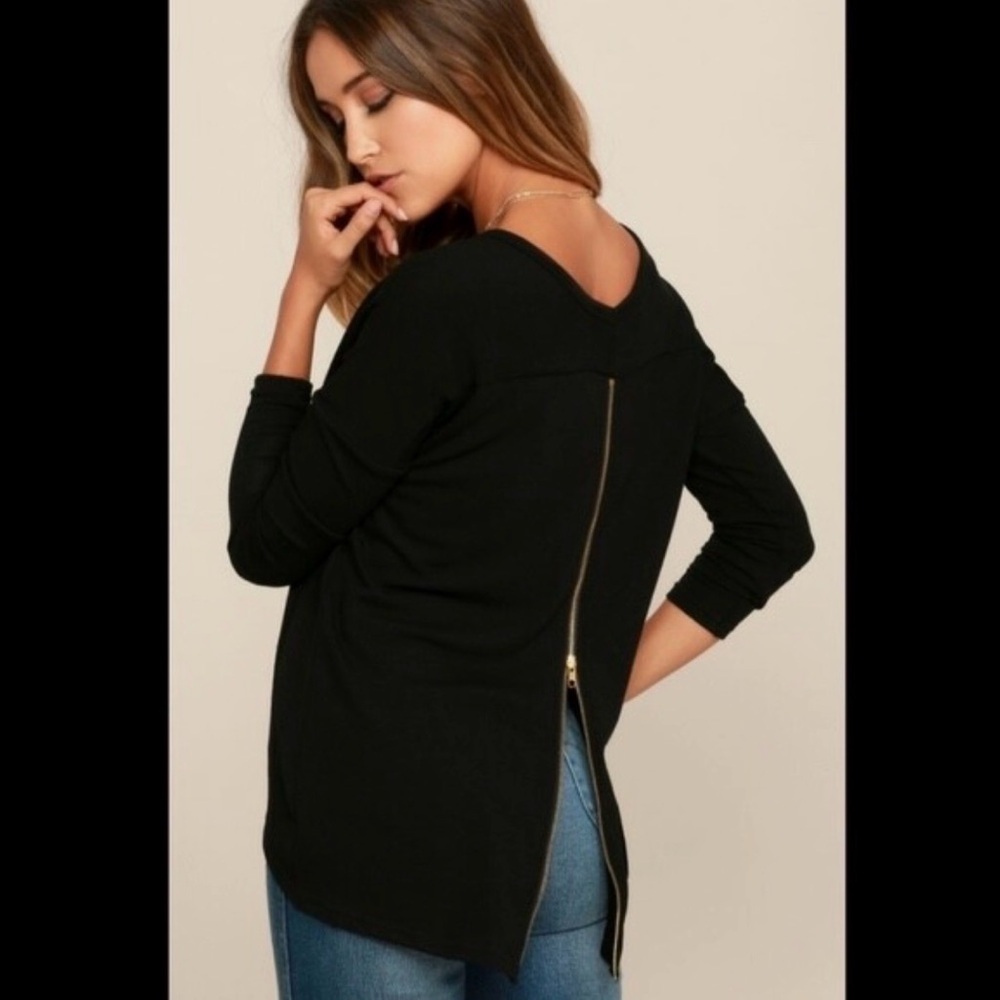Lulu's long sleeve zippered back tunic top Black size Small